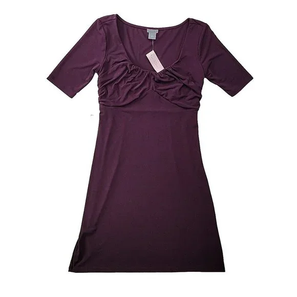 Ann Taylor | Dresses | New Ann Taylor Womens Petite 4p Maroon Shift Dress  Stretch Empire Waist Work Ss | Poshmark